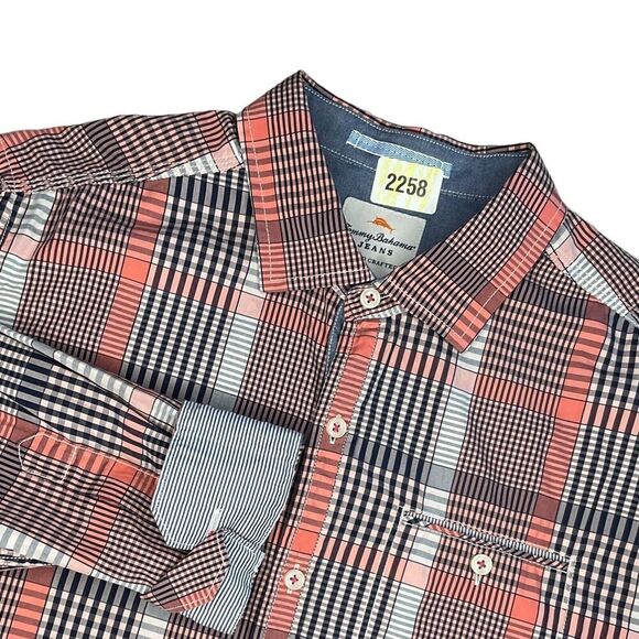 Tommy Bahama Jeans Men’s Medium Orange Western Plaid Long Sleeve‎ Button Down - Picture 1 of 11